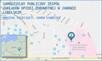 ODDZIAŁ DZIECIĘCY - SAMODZIELNY PUBLICZNY ZESPÓŁ ZAKŁADÓW OPIEKI ZDROWOTNEJ W JANOWIE LUBELSKIM - JANA ZAMOYSKIEGO 149,  JANÓW LUBELSKI