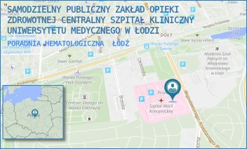 PORADNIA HEMATOLOGICZNA - SAMODZIELNY PUBLICZNY ZAKŁAD OPIEKI ZDROWOTNEJ CENTRALNY SZPITAL KLINICZNY UNIWERSYTETU MEDYCZNEGO W ŁODZI - UL. SPORNA 36/50,  ŁÓDŹ