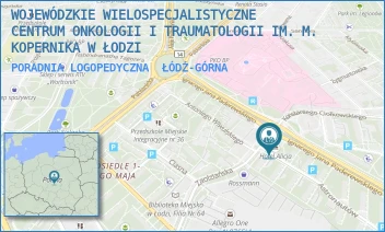 PORADNIA LOGOPEDYCZNA - WOJEWÓDZKIE WIELOSPECJALISTYCZNE CENTRUM ONKOLOGII I TRAUMATOLOGII IM. M. KOPERNIKA W ŁODZI - UL. IGNACEGO PADEREWSKIEGO 13,  ŁÓDŹ-GÓRNA