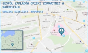 ODDZIAŁ DZIECIĘCY - ZESPÓŁ ZAKŁADÓW OPIEKI ZDROWOTNEJ W WADOWICACH - UL. UL. KARMELICKA 7,  WADOWICE