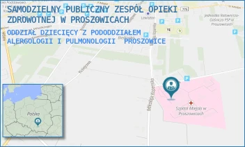 ODDZIAŁ DZIECIĘCY Z PODODDZIAŁEM ALERGOLOGII I PULMONOLOGII - SZPITAL IM. OJCA RAFAŁA Z PROSZOWIC SAMODZIELNY PUBLICZNY ZESPÓŁ OPIEKI ZDROWOTNEJ W PROSZOWICACH - UL. MIKOŁAJA KOPERNIKA 13,  PROSZOWICE