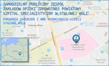 PORADNIA ZABURZEŃ I WAD ROZWOJOWYCH DZIECI - SAMODZIELNY PUBLICZNY ZESPÓŁ ZAKŁADÓW OPIEKI ZDROWOTNEJ POWIATOWY SZPITAL SPECJALISTYCZNY W STALOWEJ WOLI - UL. STANISŁAWA STASZICA 4,  STALOWA WOLA