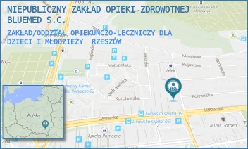 ZAKŁAD/ODDZIAŁ OPIEKUŃCZO-LECZNICZY DLA DZIECI I MŁODZIEŻY - NIEPUBLICZNY ZAKŁAD OPIEKI ZDROWOTNEJ BLUEMED S.C. - KUJAWSKA 5,  RZESZÓW