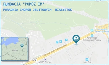 PORADNIA CHORÓB JELITOWYCH - FUNDACJA "POMÓŻ IM" - KONSTANTEGO CIOŁKOWSKIEGO 88J, BIAŁYSTOK