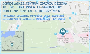 PORADNIA LECZENIA OTYŁOŚCI ORAZ ZABURZEŃ LIPIDOWYCH U DZIECI I MŁODZIEŻY - GÓRNOŚLĄSKIE CENTRUM ZDROWIA DZIECKA IM. ŚW. JANA PAWŁA II SAMODZIELNY PUBLICZNY SZPITAL KLINICZNY NR 6 - UL. MEDYKÓW 16,  KATOWICE