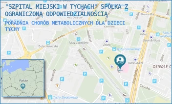 PORADNIA CHORÓB METABOLICZNYCH DLA DZIECI - "SZPITAL MIEJSKI W TYCHACH" SPÓŁKA Z OGRANICZONĄ ODPOWIEDZIALNOŚCIĄ - UL. CICHA 27,  TYCHY