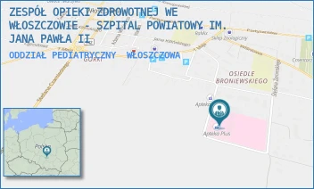 ODDZIAŁ PEDIATRYCZNY - ZESPÓŁ OPIEKI ZDROWOTNEJ WE WŁOSZCZOWIE - SZPITAL POWIATOWY IM. JANA PAWŁA II - ŻEROMSKIEGO 28,  WŁOSZCZOWA